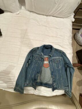 Harley-Davidson Women's Blue Denim Jacket with Embroidered Logo Patch